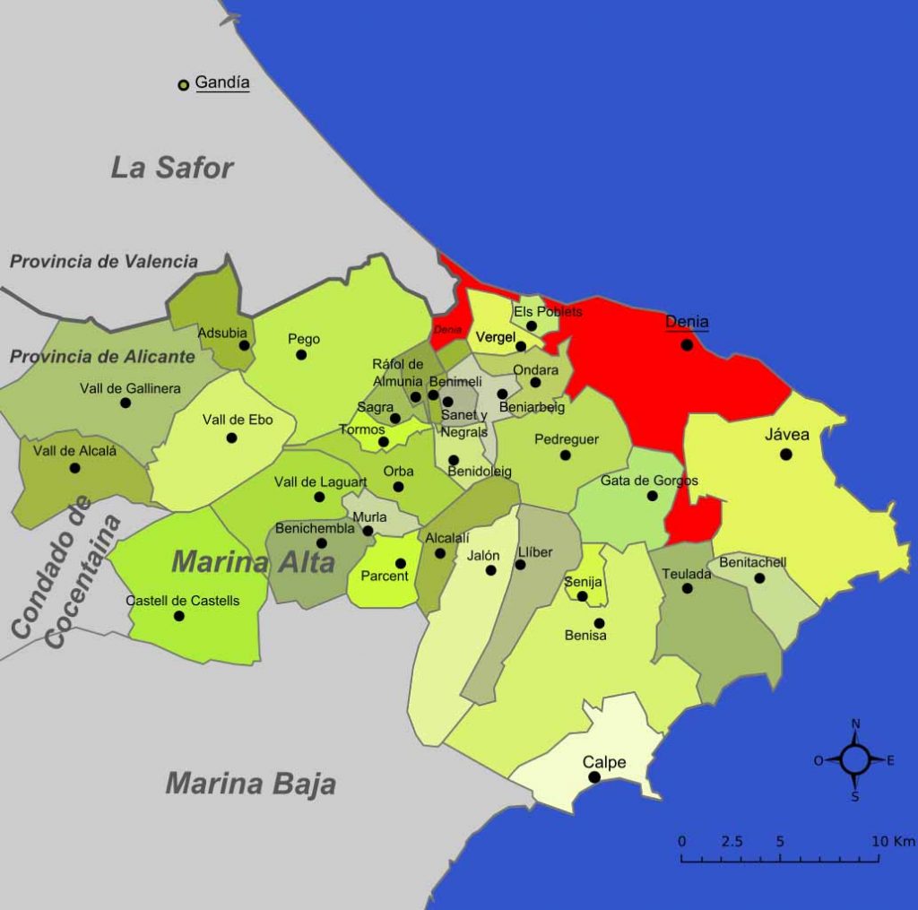 Marina Alta Map